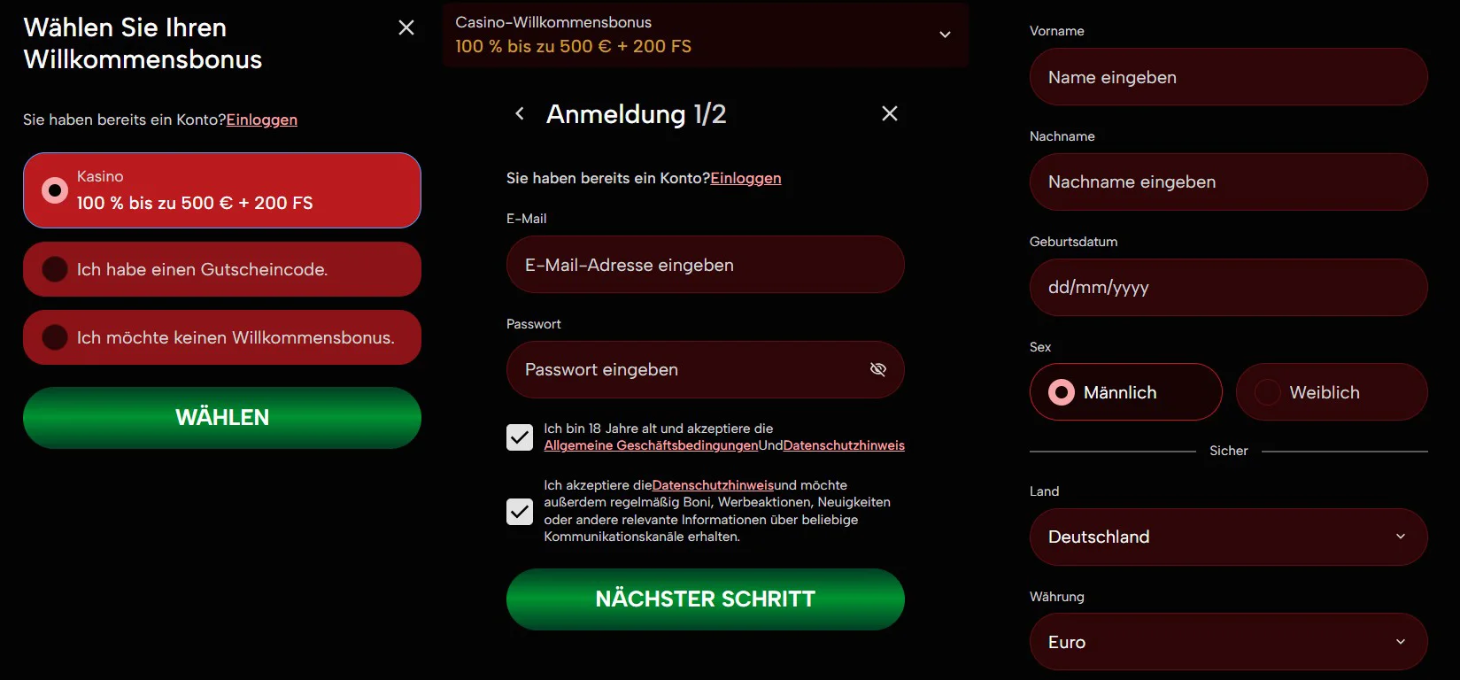 Bookyspinz Casino registr