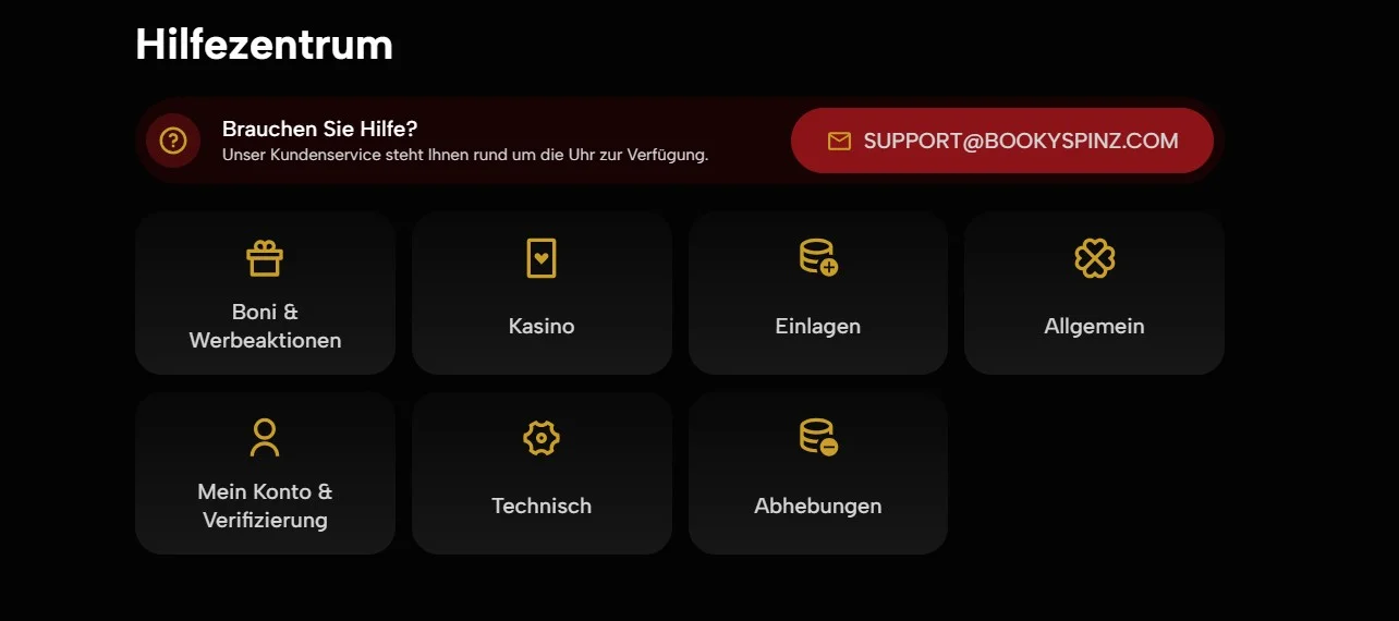 Bookyspinz Casino support